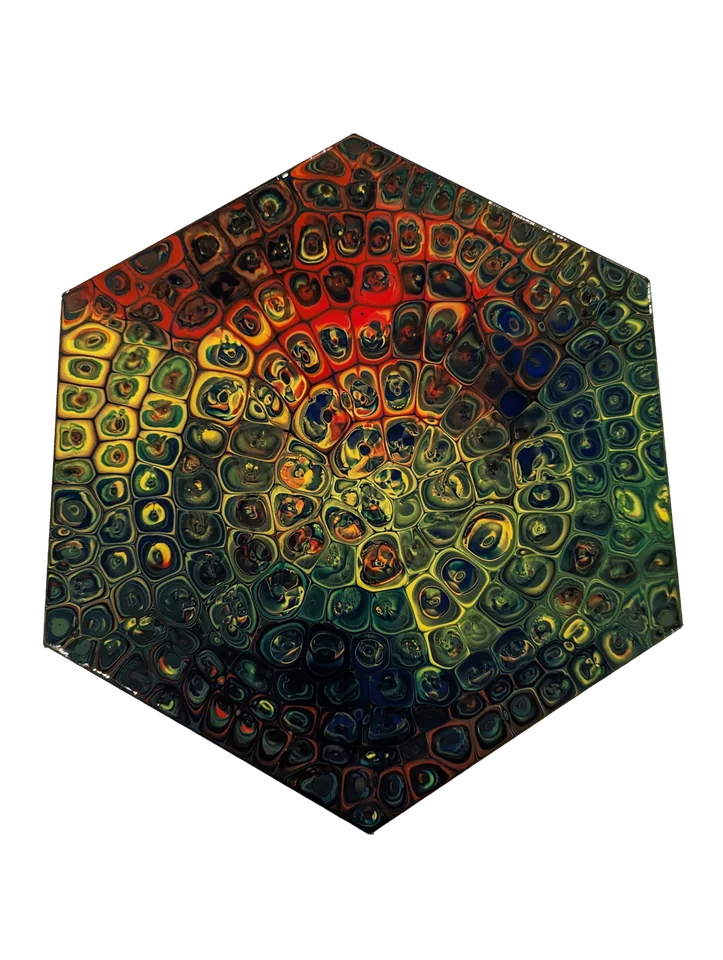 Original abstract fluid-art painting by Devon Leigh Mooers from the Bold & Colorful collection, identified as Chameleon Cells.