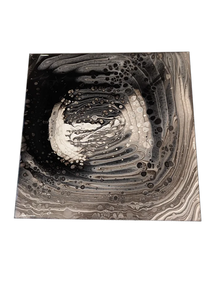 Original abstract fluid-art painting by Devon Leigh Mooers from the Monochromatic collection, identified as Division.